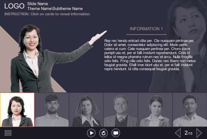 Cutout Woman Presenting Gesture — eLearning Storyline Templates
