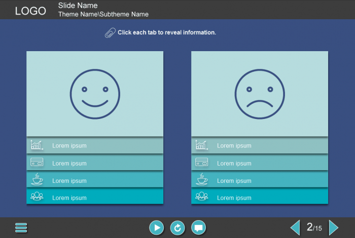 Two Blocks with Tabs — Lectora Template-0