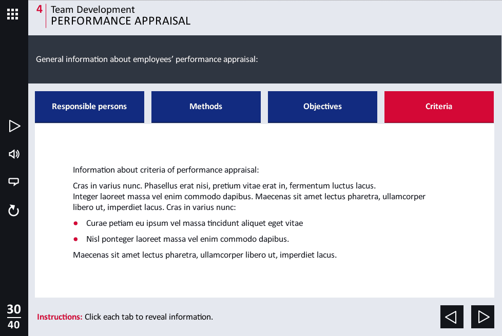 Slide with Tabs — eLearning Articulate Storyline Templates Slide with Tabs — eLearning Articulate Storyline Templates