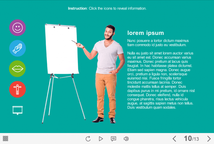 Cutout Character with Flipchart — Download Articulate Storyline Templates
