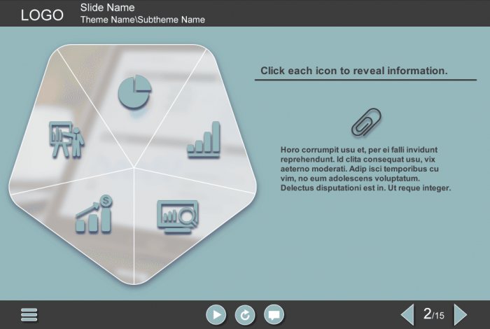 Pentagon with Icons — eLearning Articulate Storyline Templates