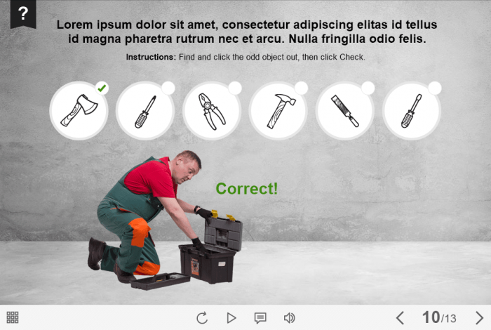 Quiz with Cutout Repairman — eLearning Lectora Publisher Templates