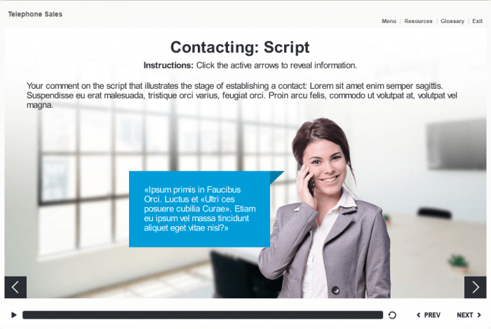 Cutout Woman Talking on Phone — eLearning Articulate Storyline Templates