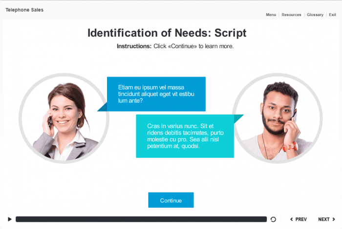 Two Characters Talking on Phone — eLearning Storyline Templates
