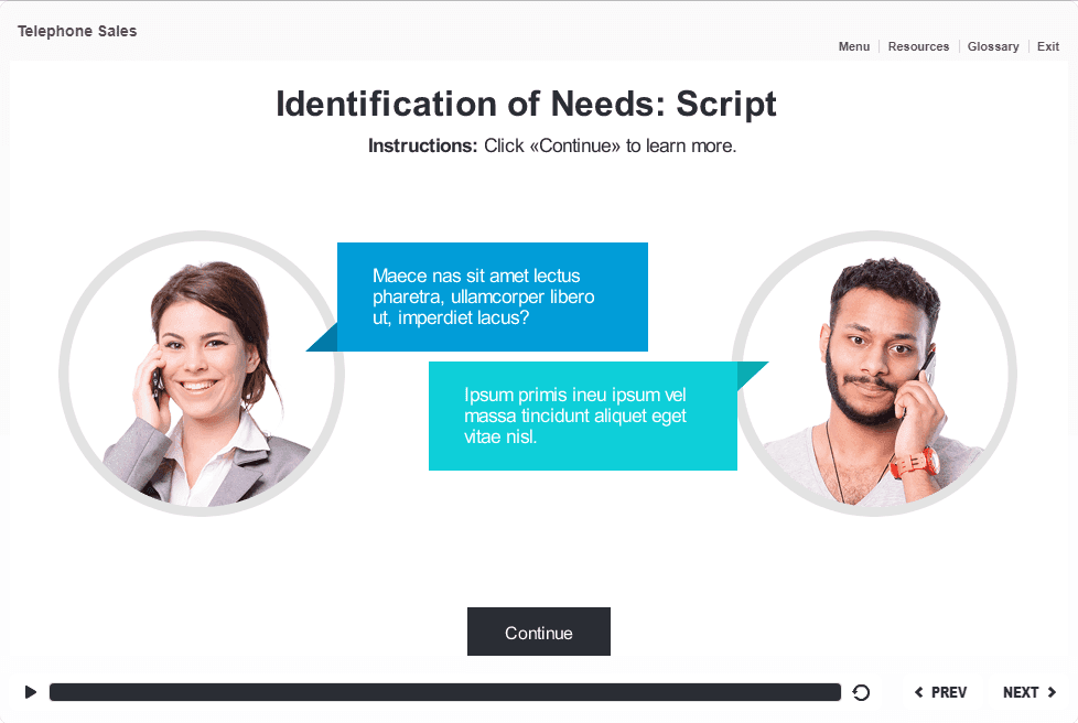 Phone Conversation Sample Slide — eLearning Articulate Storyline Templates Phone Conversation Sample Slide — eLearning Articulate Storyline Templates