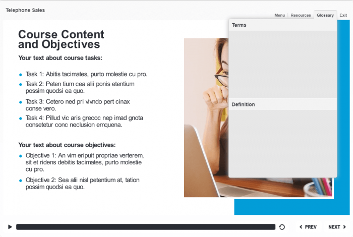 Glossary Menu — eLearning Articulate Storyline Templates