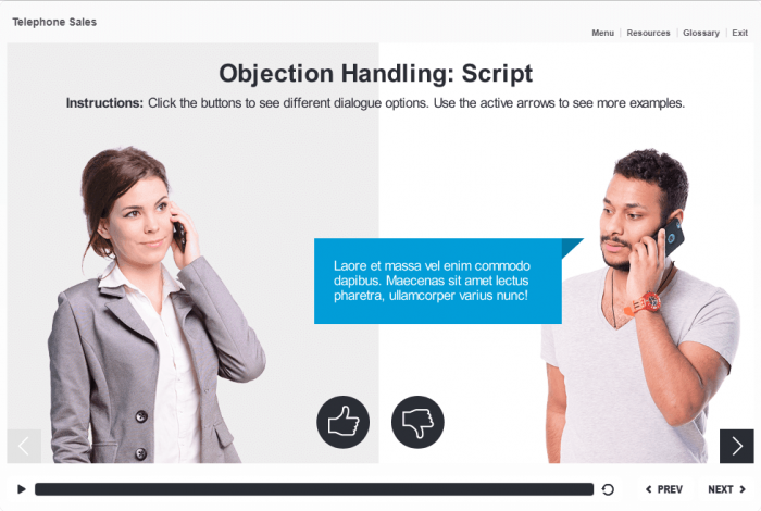 Cutout People Talking on Phone — eLearning Articulate Storyline Templates