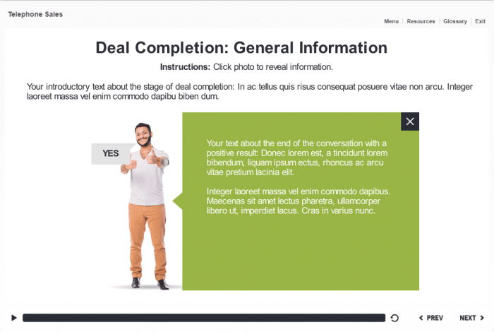 Cutout Man with Green Pop-up Window — eLearning Storyline Templates