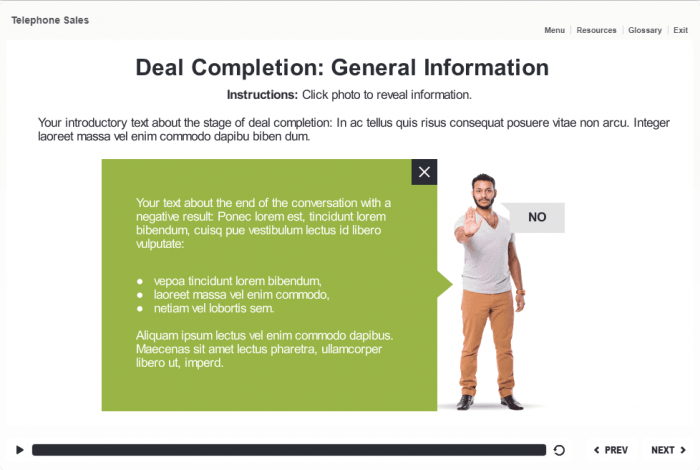 Cutout Character Standing Next to Pop-up Window — eLearning Articulate Storyline Templates