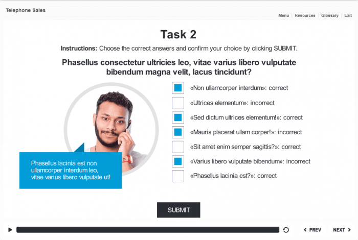 Multiple Choice Quiz — eLearning Articulate Storyline Templates