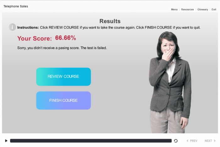Unsuccessful Test Results — eLearning Storyline Templates