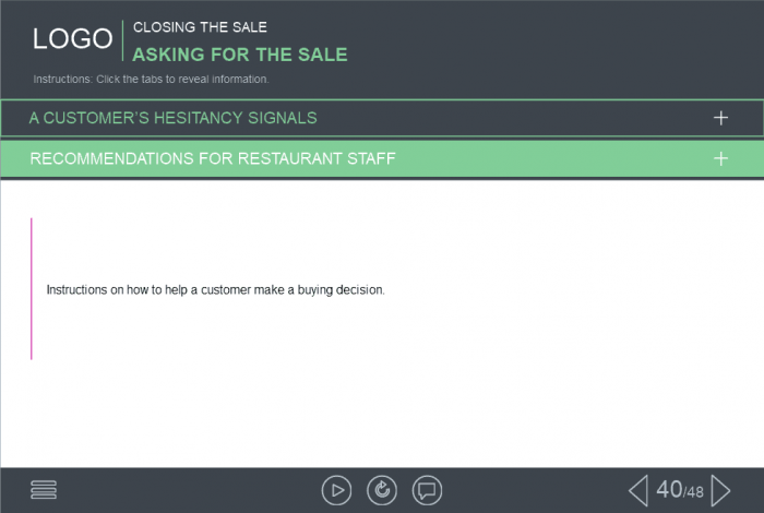 Effective Sales Course Starter Template for Food Industry — Trivantis Lectora-49243
