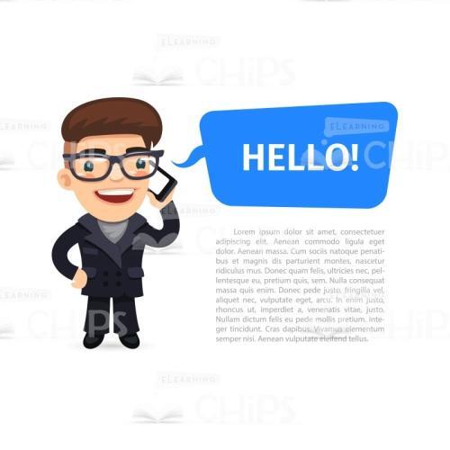 Young Man Talking on Phone Vector Character-0