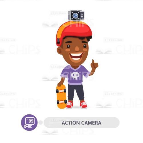 Happy Skater with Action Camera Vector Character-0