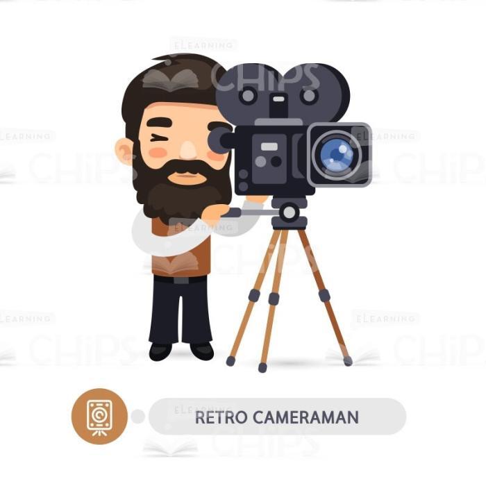 Retro Cameraman Vector Character-0