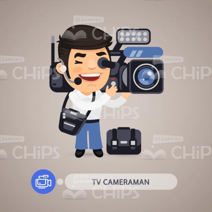 Laughing TV Cameraman Vector Character-0