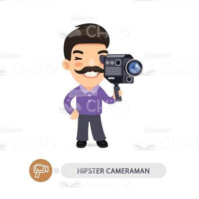Happy Hipster with Camera Vector Character-0