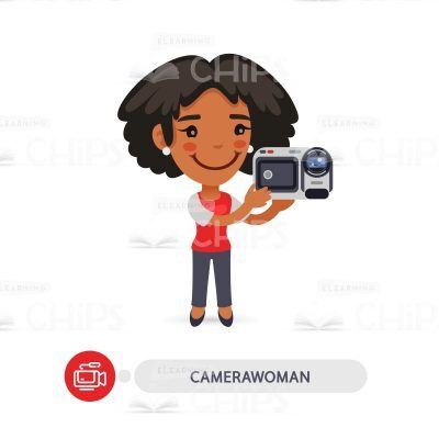 Nice Woman Using Video Camera Vector Character-0