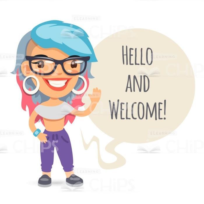 Stylish Woman Making Greeting Gesture Vector Character-0