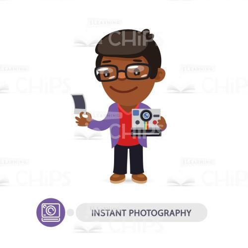 Young Man with Instant Camera Vector Character-0