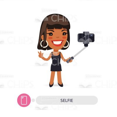 Smiling Woman Making Selfie Vector Character-0