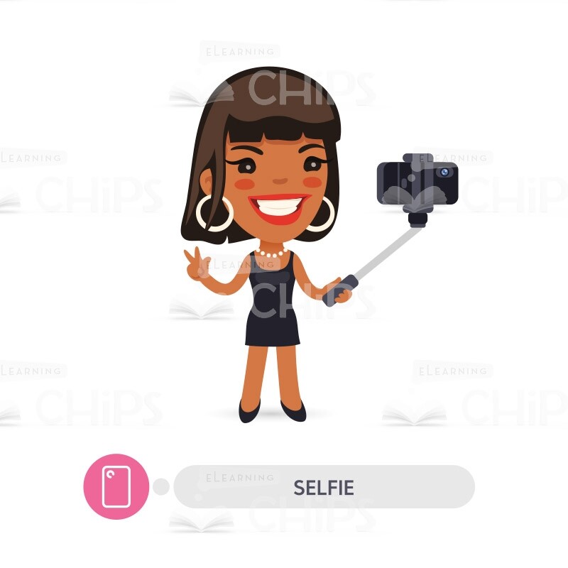 Smiling Woman Making Selfie Vector Character-0