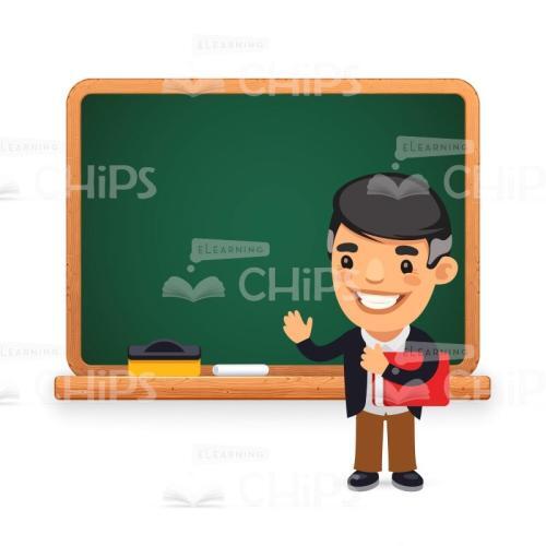 Mid-aged School Teacher Waving Hand Vector Character-0