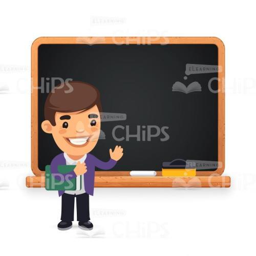School Boy Near The Chalkboard Vector Character-0