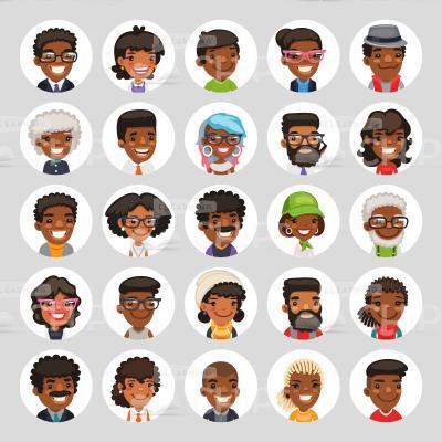 25 African-American Avatars — Vector Characters Set-0