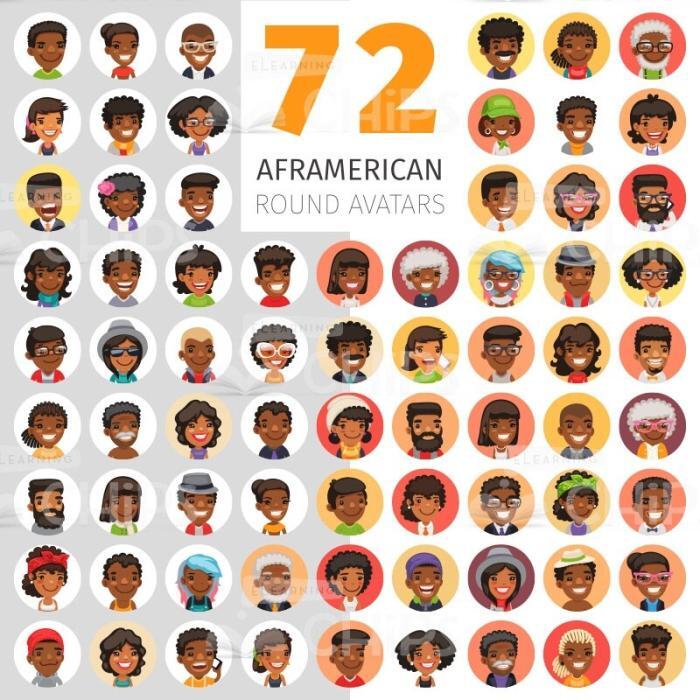 72 African American Avatars — Vector Characters Set-0