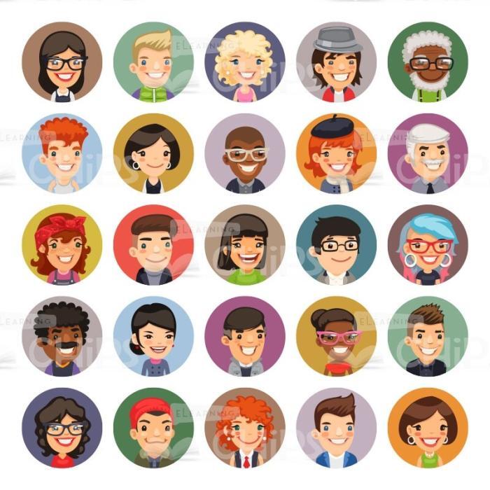 25 Round Avatars Set Vector Image-0