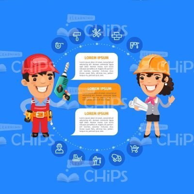 Builder and Architect Vector Characters Set-0