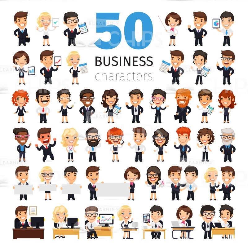 50 Business People — Vector Character Package -0