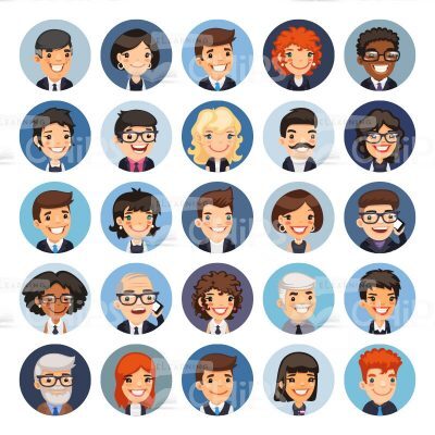 Round Avatars Set — 25 Attractive Characters-0