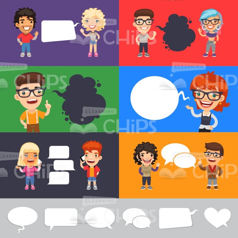 Vector Characters with Speech Bubbles Set-0