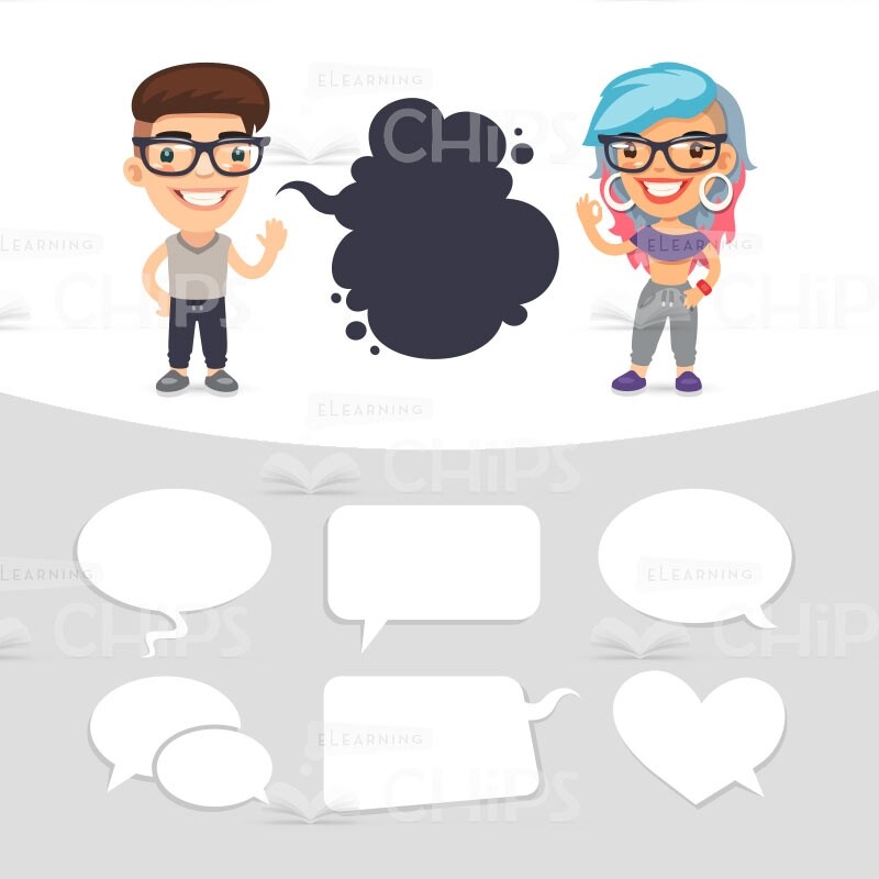 Couple of Nice Students Vector Characters Set-0