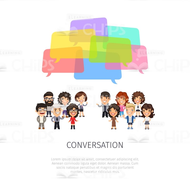 People Holding Conversation Vector Characters Set-0