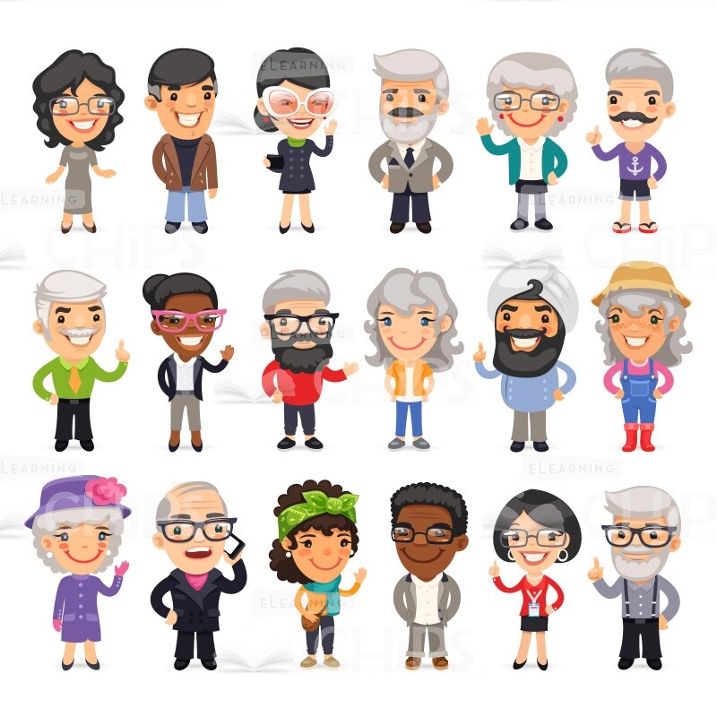 Elderly People Vector Character Package-0