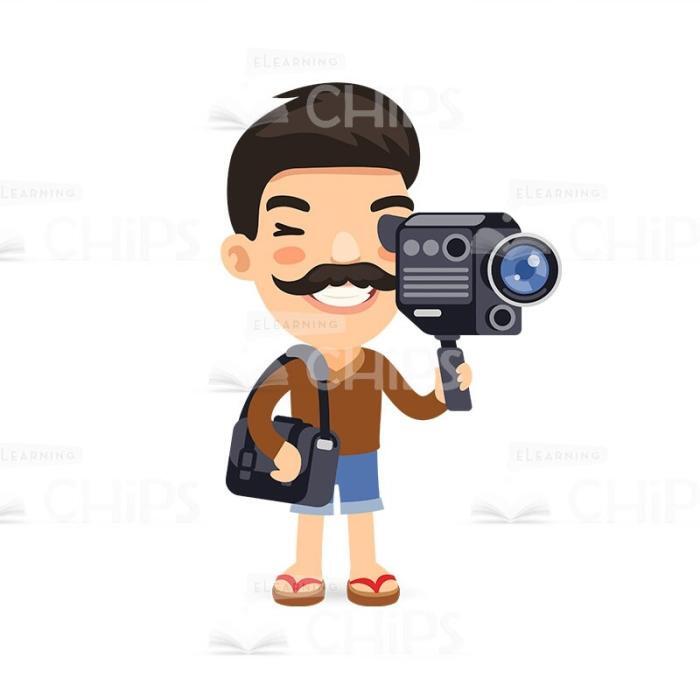 50 Flat Cartoon Cameramen — Vector Character Package -50284