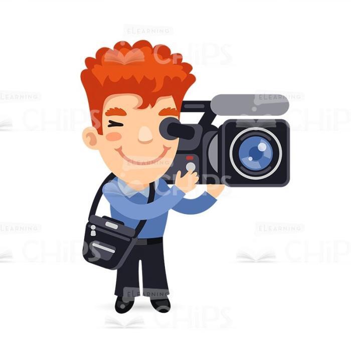 50 Flat Cartoon Cameramen — Vector Character Package -50296