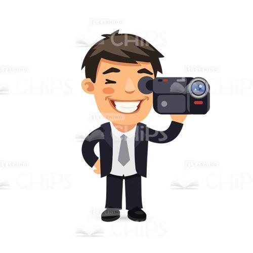 50 Flat Cartoon Cameramen — Vector Character Package -50273