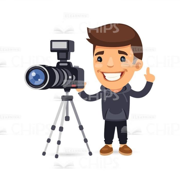 50 Flat Cartoon Cameramen — Vector Character Package -50311