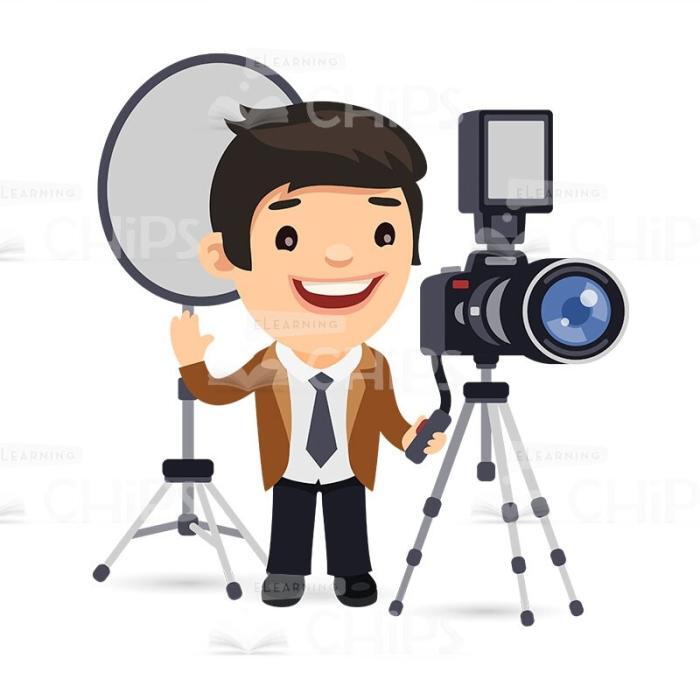 50 Flat Cartoon Cameramen — Vector Character Package -50315