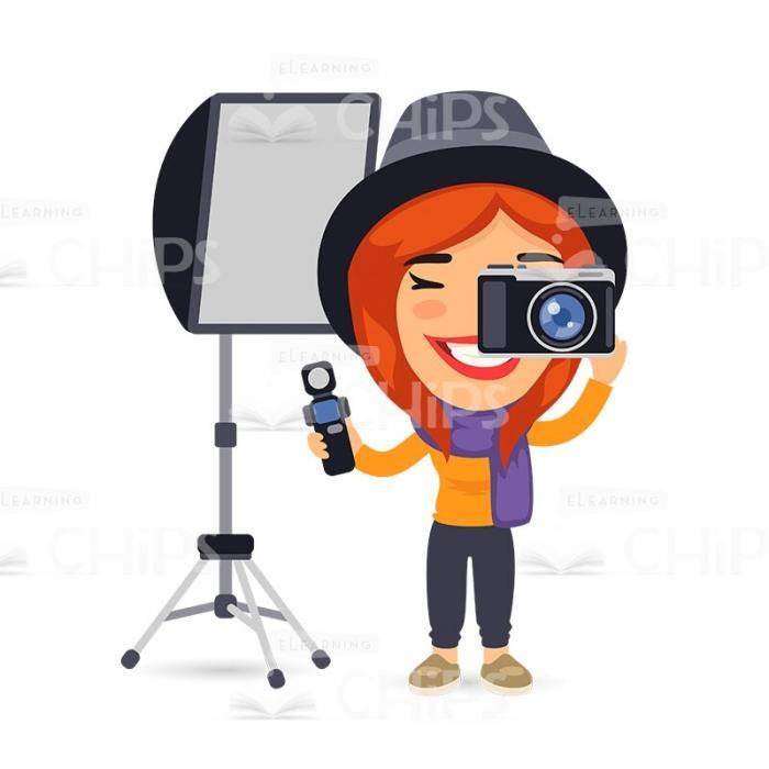 50 Flat Cartoon Cameramen — Vector Character Package -50316