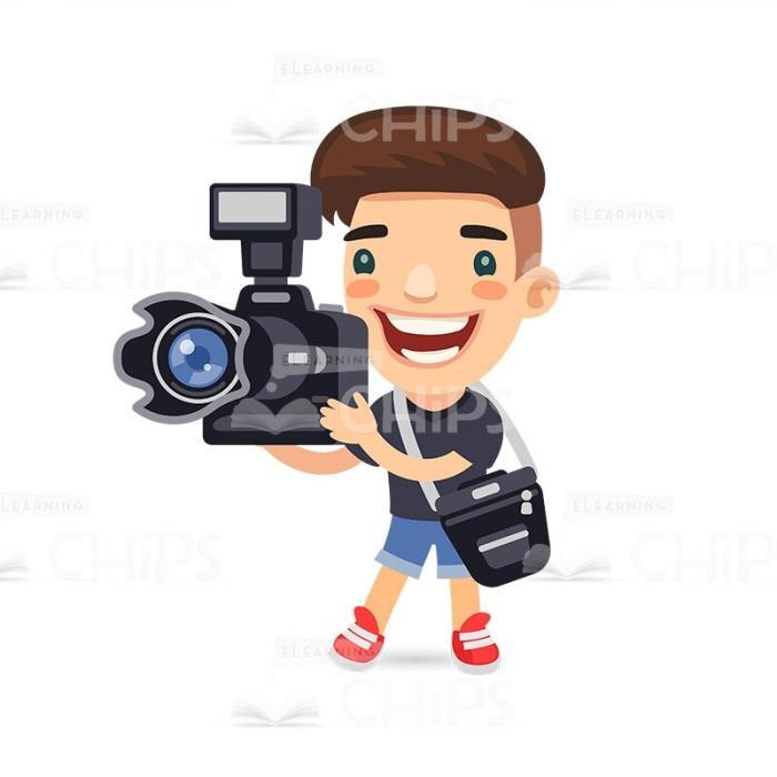 50 Flat Cartoon Cameramen — Vector Character Package -50276