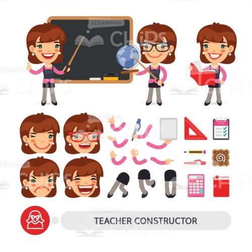 Female Teacher Constructor Vector Character Set-0