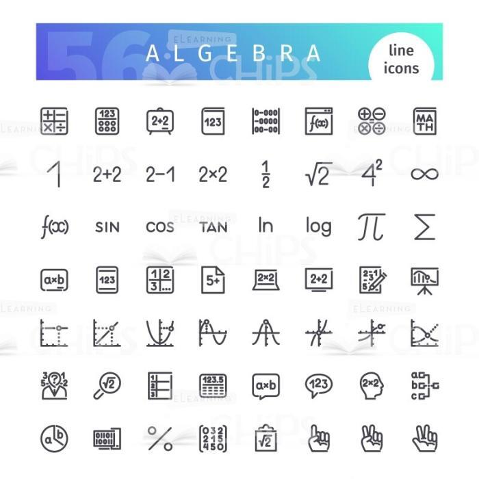 Algebra Line Icons Set Vector Image-0