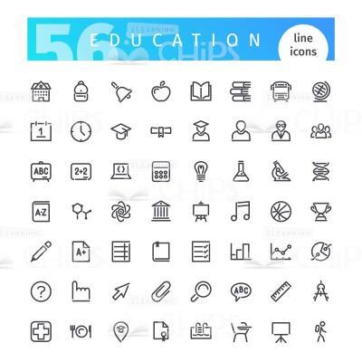 Education Line Icons Set Vector Image-0