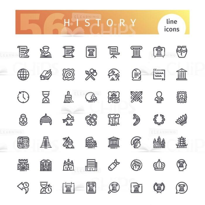 History Line Icons Set Vector Image-0
