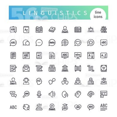 Linguistics Line Icons Set Vector Image-0